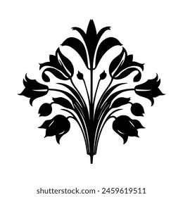 Tulip flower Bouquet silhouette vector. It is use a desk vase and white background