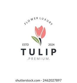 Tulip Flower bud logo with leaves design, suitable for fashion, beauty spa and boutique emblem business illustration