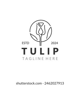 Tulip Flower bud logo with leaves design, suitable for fashion, beauty spa and boutique emblem business illustration