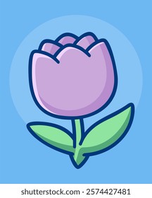 Tulip Flower Cartoon Icon Illustration, Flower Icon Concept Isolated.