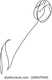Tulip Blumen kontinuierliche Linie Zeichnung. Eine Linie Kunst. Vektorgrafik.
