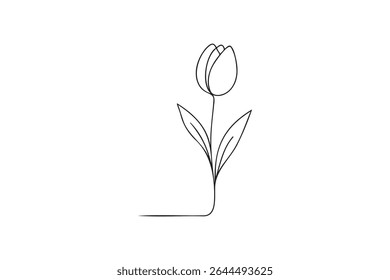 Flor de tulipán continua de una línea de dibujo de diseño minimalista