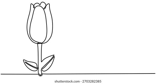 flor de tulipán dibujo continuo de una línea, línea continua minimalista dibujo de un solo tulipán con trazo Ilustración de un solo contorno. 