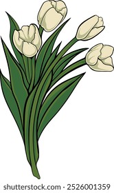 Tulip flower design vector design for elements, editable colors