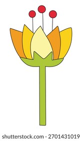 A tulip flower with a green leaves vector illustration