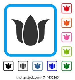 Tulip Flower icon. Flat gray pictogram symbol in a blue rounded frame. Black, gray, green, blue, red, orange color versions of Tulip Flower vector. Designed for web and software user interface.