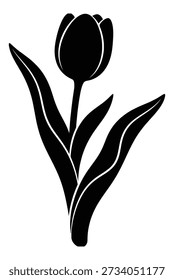 Ícone de flor de tulipa isolado no fundo branco. Símbolo de flor de primavera para a natureza, botânica, jardim, design floral, beleza.