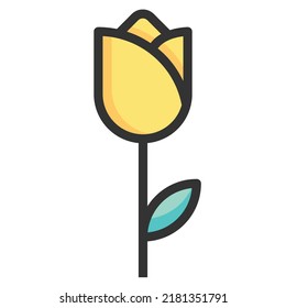 Tulip Flower icon line vector color illustration