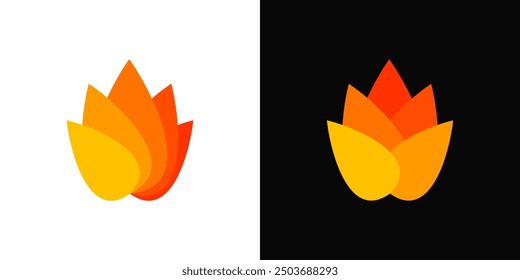 Vector de logotipo de icono de flor de tulipán. Extracto de naranja floral aislado