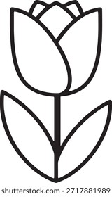 Icono de flor de tulipán logotipo símbolo símbolo Vector ilustrado en estilo de arte de línea limpia para el jardín de la naturaleza y temas florales	