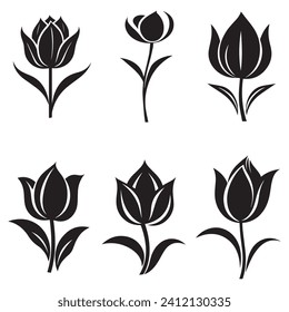 Tulip flower icon set. Simple illustration of vector design.