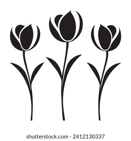 Juego de iconos de flor de tulipán. Simple ilustración del diseño vectorial.