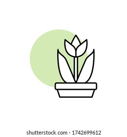 Tulip, flower icon. Simple line, outline vector elements of flora with green circle for ui and ux, website or mobile application