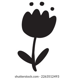Tulip flower icon, Vector hand drawn doodle illustration.