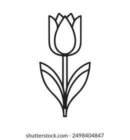 Tulip flower icon vector line art outline silhouette illustration.