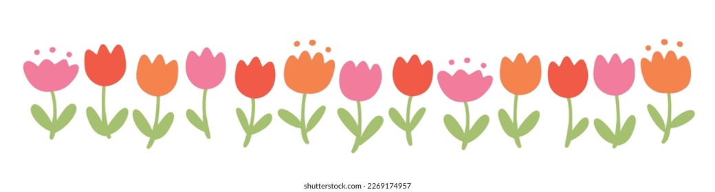 Tulip flower illustration, Vector hand drawn doodle illustration.