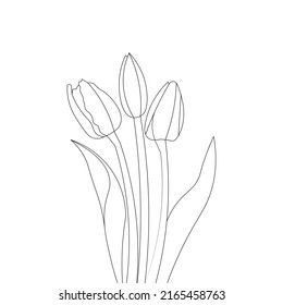 tulip flower line art coloring page for kid drawing of black stroke design
