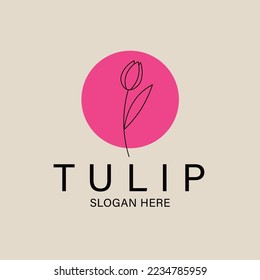 Tulip flower line art logo, icon and symbol, vector illustration design