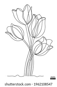Tulip flower line continuous. Minimalist art. One line drawing. Continuous line drawing. Vector illustration,vector illustration for t-shirt.