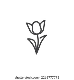 Tulip flower line icon. linear style sign for mobile concept and web design. Spring flower outline vector icon. Symbol, logo illustration. Vector graphics