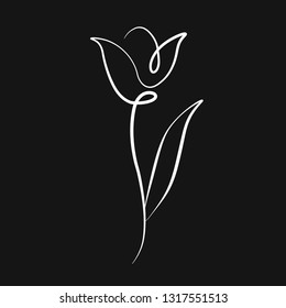 tulip flower line vector 