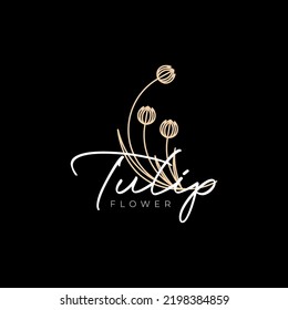 Tulip Flower Lines Art Logo Design