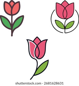 Tulip flower logo design vector art style icon on white background