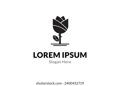 Tulip flower logo with flat vector design concept