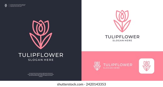 Tulip flower logo and icon design vector illustration