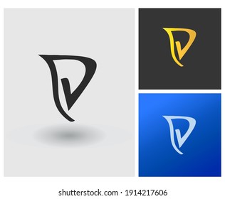 Tulip flower logo idea, alphabet initial PD DV. Store symbol luxury shape design idea