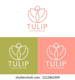 Tulip flower logo linear style