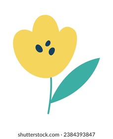 Tulip Flower On Stem Vector Illustration