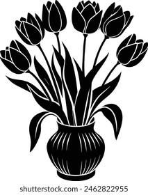 tulip flower on the vase vector silhouette
eps 10 
72 DPI
4000*4000 px artboard