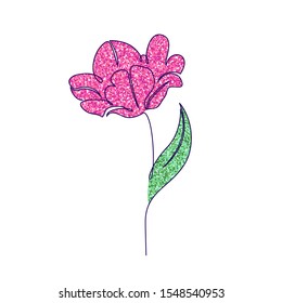 Tulip flower on white background. One line drawing style.
