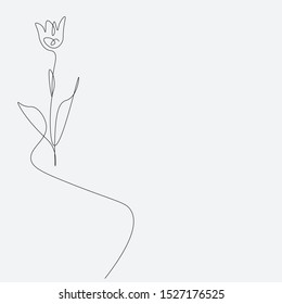 Tulip flower one line drawing on white background, vector illustration