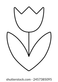 Tulip flower outline icon. Isolated contour illustration with editable stroke. Spring flower. Flower vector illustration on a white background.
