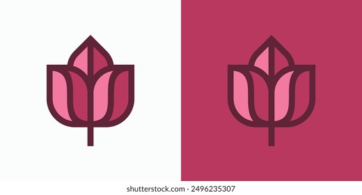 Tulip flower outline vector logo design with modern, simple, clean and abstract style. Icons for business, fashion, cosmetics and beauty, and personal branding.