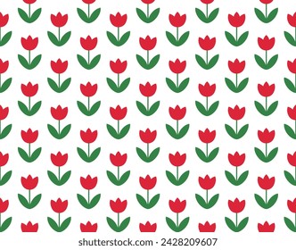 Tulip flower pattern design background in retro, vintage style. Pattern graphics used for wallpaper, tiles, fabric, fashion, textures and interiors.
