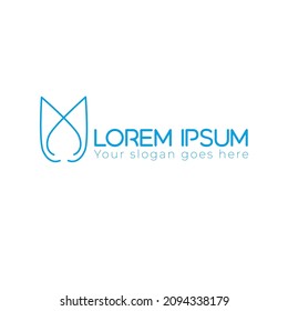 Tulip flower and plant logo. flower luxury linear style. Vector abstract badge for design of natural products, flower shop, cosmetics, ecology concepts, health, spa, yoga Center.