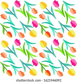 Tulip flower seamless illustration design