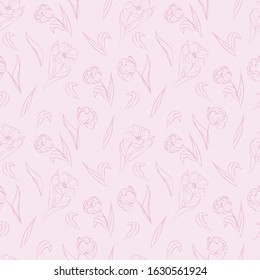 Tulip flower seamless pattern, floral seamless vector background