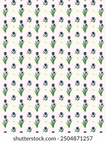 tulip flower seamless pattern, Retro floral seamless vector pattern.