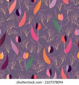 Tulip Flower Seamless Pattern. Vector illustration. Great for Easter, birthday, valentines, party, gift wrapping, wallpaper, textile and scrapbook.