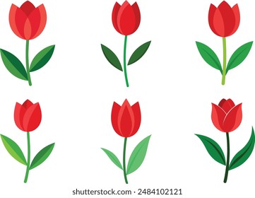 Tulip flower set vector eps 10