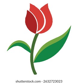tulip flower silhouette - flat design icon