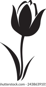 Tulip Flower Silhouette Vector Illustration White Background