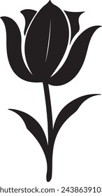 Tulip Flower Silhouette Vector Illustration White Background