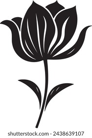Tulip Flower Silhouette Vector Illustration White Background