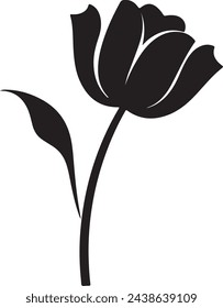 Tulip Flower Silhouette Vector Illustration White Background