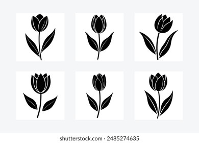 Ilustración vectorial de silueta de flor de tulipán